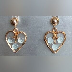 ♥️Vintage 14K Yellow Gold Overlay 🩷 Earrings w/Aquamarine Accents by Krementz ♥️